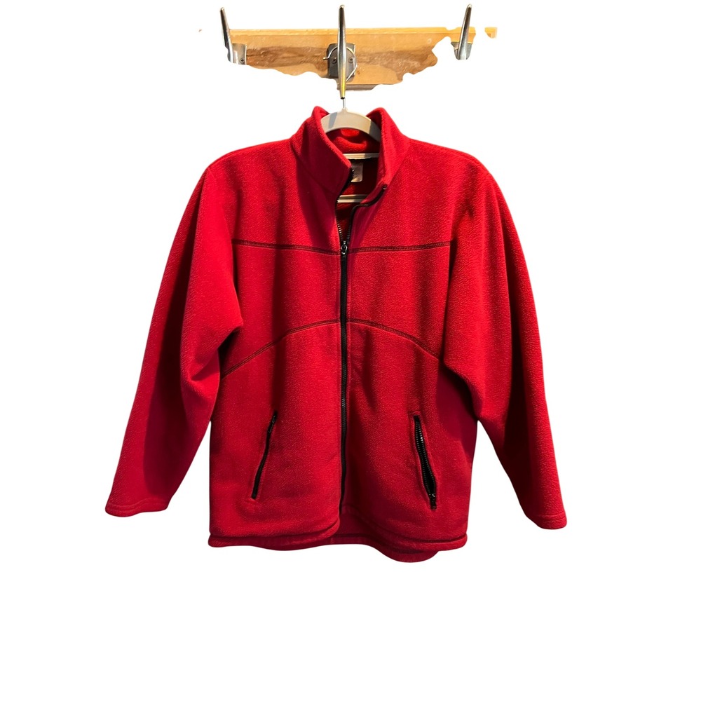 Avalanche Performance Wear Red Full Zip Fleece Jacket Womens LG Made in Canada